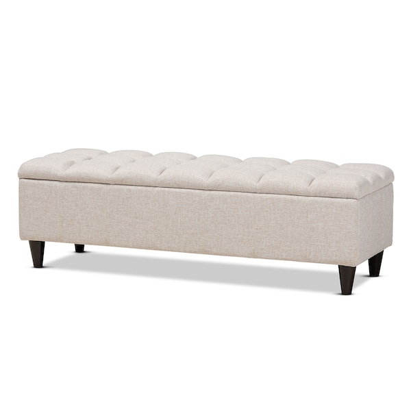Baxton Studio Brette Beige Upholstered Brown Finished Wood Storage Bench Ottoman 161-9105 - main